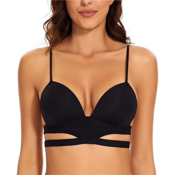 Tops | Strappy Low Back Bra For Women Deep V Low Cut Backless Bralette Multiway | Poshmark